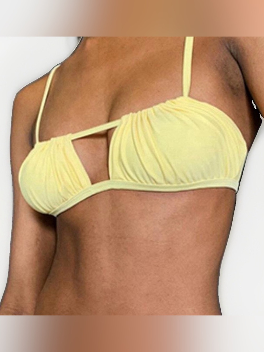 NWT Blackbough Women’s Cutout Swim Bikini Top M Yellow Swimwear Beach TOP ONLY